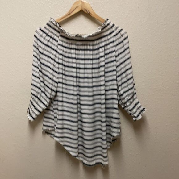 Faithfull the Brand Striped Off Shoulder Top Sz 4 - Picture 5 of 6